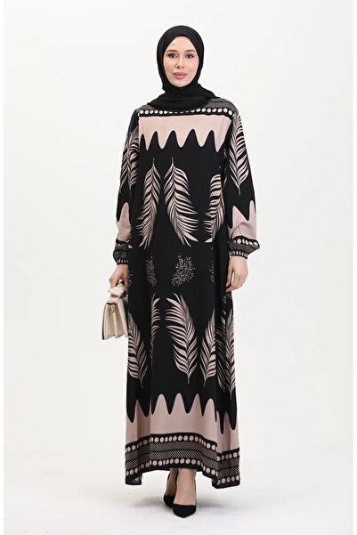 sefamerve Vzorované viskózové šaty – černé (0005-03)