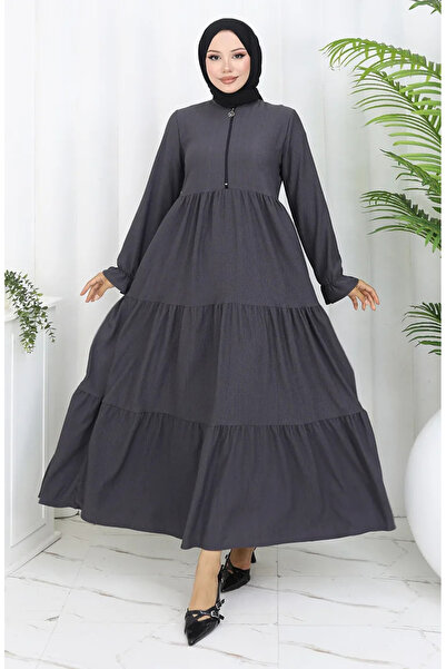 sefamerve فستان بسحاب من القماش الملفوف 6999-05 أنثراسيت
