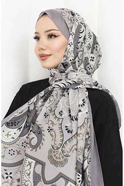 sefamerve Μαλακό σάλι με σχέδιο 70314-11 Ασημί Γκρι