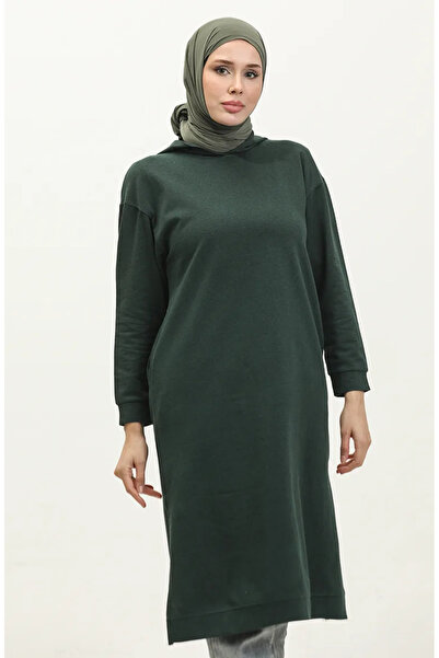 sefamerve Kapüşonlu Spor Tunik 3007-35 Nefti Yeşil