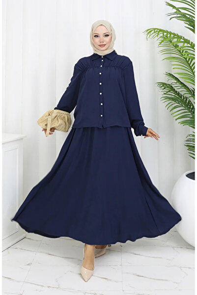 sefamerve Aerobin υφασμάτινο πουκάμισο φούστα διπλό σετ 2082-06 Navy Blue