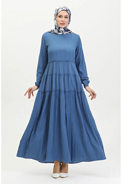 sefamerve Φόρεμα Indigo Shirred - 0395-02