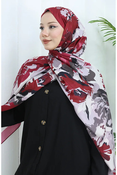 sefamerve Μαλακό σάλι με σχέδιο 70318-17 Βουργουνδία