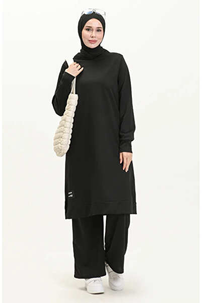 sefamerve Μαύρο Σετ Δίκλινο - Σχοινί τουνίκ και παντελόνι 0044-05