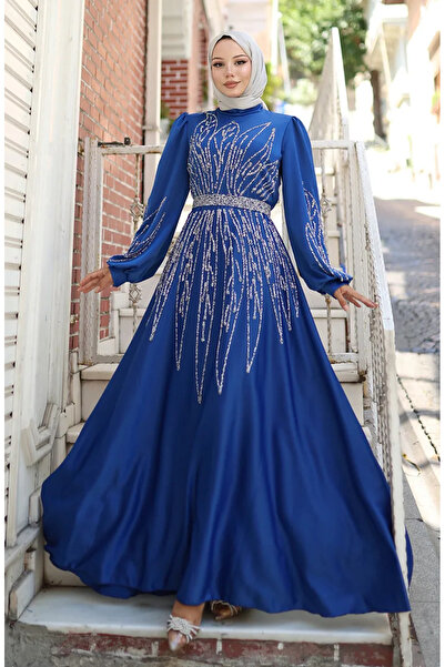 sefamerve Abendkleid aus Stoned Satin 5806-01 Saks