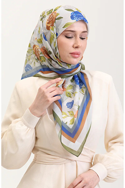 sefamerve Візерунковий бавовняний шарф 2074-05 Хакі коричневий