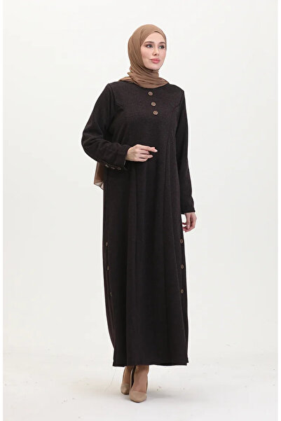 sefamerve Rochie cu detaliu cu nasturi marimi mari 0533-01 Mov