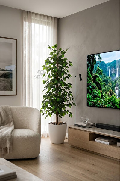 co arma شجرة ورق فيكس صناعية 160سم محاكة للشجر الطبيعي بمركن بلاستيكي