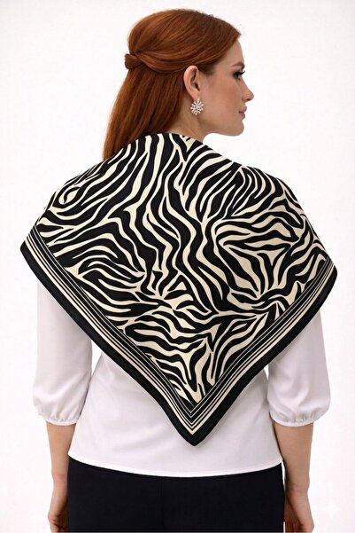 tarzınısec اختر ستايلك: وشاح زيبرا أسود / باندانا / إكسسوارات / وشاح 90x90 سم
