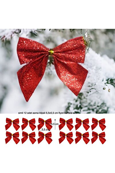 partidolu Culoare Roșu Argintiu 12 Bucăți Ornament Panglică Arc de Anul Nou 5...
