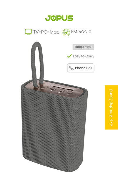 Jopus Bluetooth Hoparlör Taşınabilir Kablosuz Speaker TF Kart Destekli Libra Gri