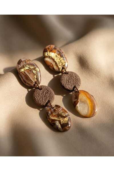 Dodemert Home Brown Design Natural Stone Look Polymer Clay & Epoxy Design Ear...