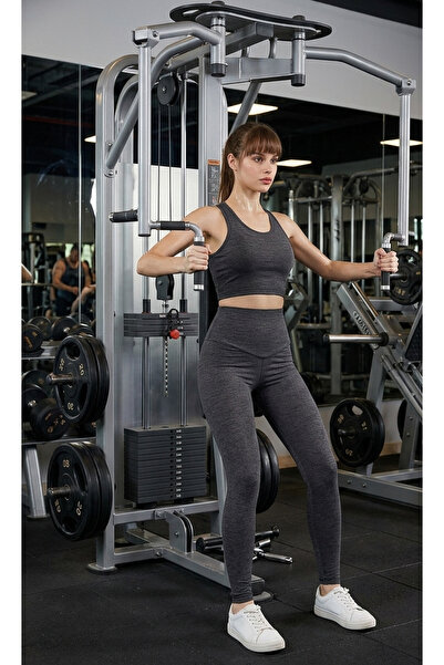 TWINTICKS High Waist Open Anthracitesport Leggings Set with Hidden Pocket - Y...