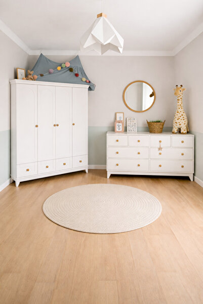 Koza Oslo %100 MDF Düz Desen 4 Kapılı Bebek & Çocuk Gardırop & %100 MDF Bonni...
