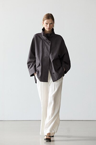 Massimo Dutti Kısa pamuklu pelerin ceket