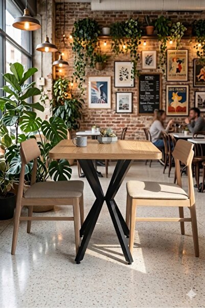 HOLLKA MUTFAK CAFE BALKON BAHÇE RESTORAN YEMEK MASASI 70X70 METAL AYAK KALINL...