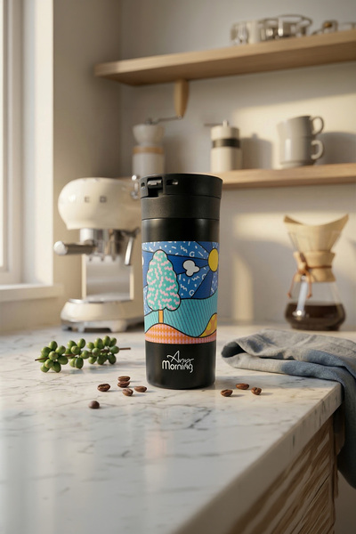 Any Morning 380 ml Paslanmaz Çelik Termos Mug, Çift Katmanlı, Sızdırmaz Kapak...