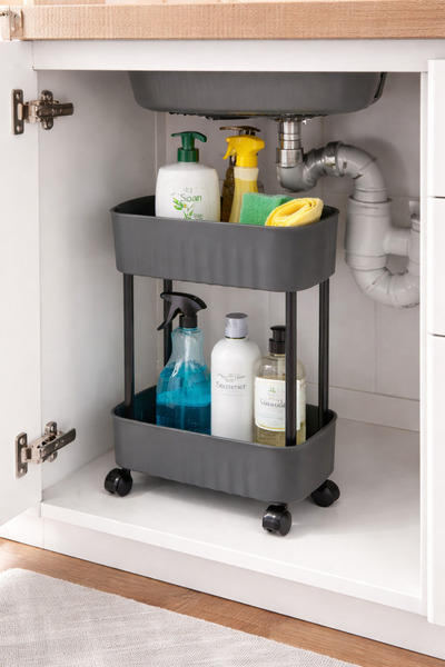 naturelove Raft cu 3 niveluri, pe roți, pentru sub blat, pentru baie, bucătăr...