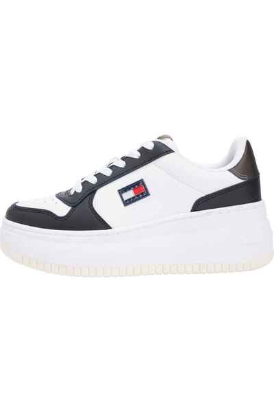 Tommy Hilfiger Kadın Marka Logolu Günlük Kullanıma Uygun Beyaz Sneaker EN0EN0...