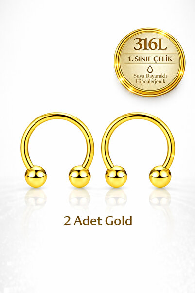 Sacce Scarves&Accessories Gold Çelik Top Uçlu Piercing Septum Kıkırdak Tragus...
