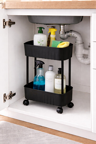 naturelove Raft cu 2 niveluri, cu roți, sub blat, pentru baie, bucătărie, dul...