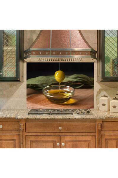 StickerArt Mutfak Duvar Tezgah Arası Ocak Arkası Sticker Kaplama Organik Zeyt...