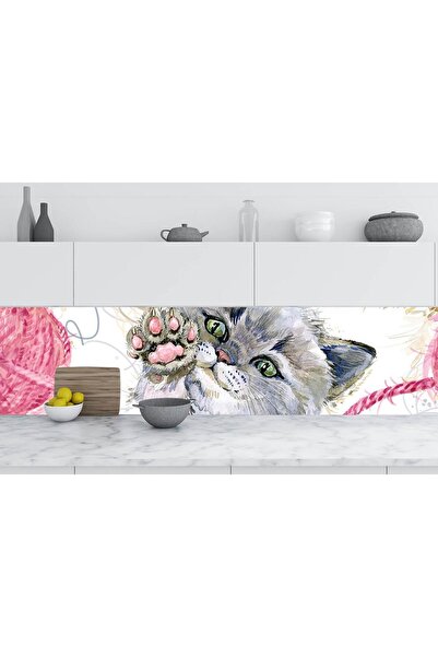 StickerArt Mutfak Tezgah Arası Folyo Fayans Kaplama Folyosu Kediler