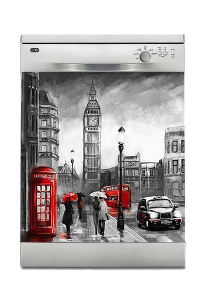 StickerArt Bulaşık Makinesi Sticker Kaplama Beyaz Eşya Kaplama Saat Kulesi Ya...