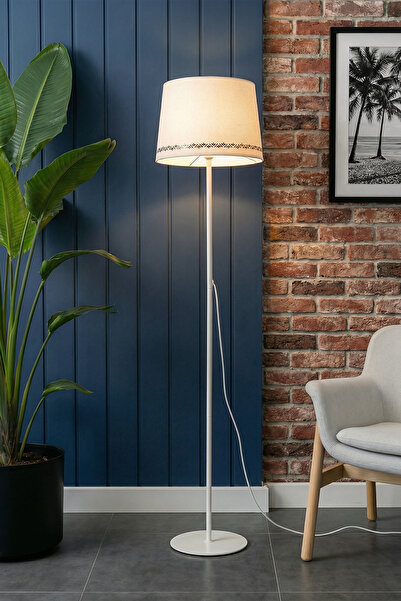 Marrien Cora Tulip Krem Metal Ayaklı Bohem Lambader - 145cm Bohem Rustik Salo...