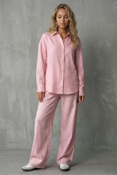 Madmext Set din două piese cămașă și pantaloni de bază roz pentru femei MG2352