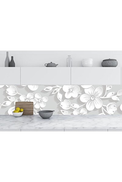 StickerArt Mutfak Tezgah Arası Folyo Fayans Kaplama Folyosu 3 Boyut Çiçek