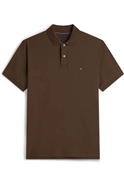 Tommy Hilfiger Men's Brand Logo Brown Polo Collar T-Shirt Suitable for Daily ...