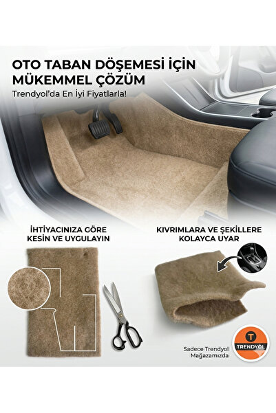 Oto Döşeme Malzemeleri Oto Taban Döşemelik Kum Bej Apresiz Kalın Yumoş Halı (...