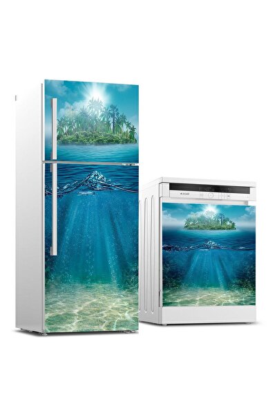 StickerArt Buzdolabı ve Bulaşık Makinası Beyaz Eşya Sticker Kaplama Su Altı Ada