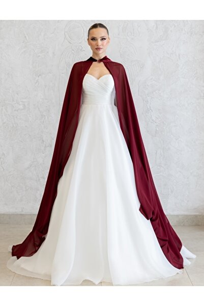 paris in paris BORDO ŞİFON KAFTAN-GELİNLİK ÜSTÜ PELERİN-BİNDALLI-BORDO ŞİFON KAFTAN-BORDO KINA ELBİSESİ