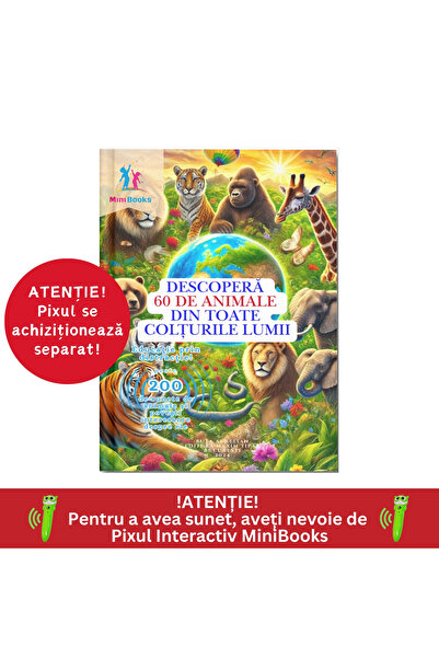 minibooks Carte interactiva cu sunete - Descoperă 60 de Animale din Toate Col...