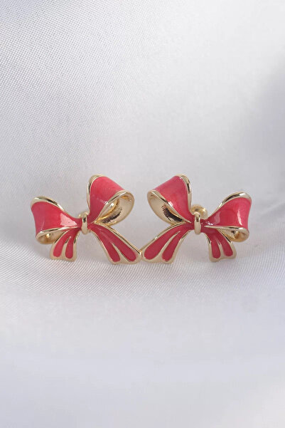 Skygo حلق على شكل فيونكة من النحاس باللون الوردي - TJ-BKP8941