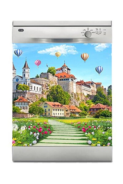 StickerArt Bulaşık Makinesi Sticker Kaplama Beyaz Eşya Kaplama Bahçeli Saray ...