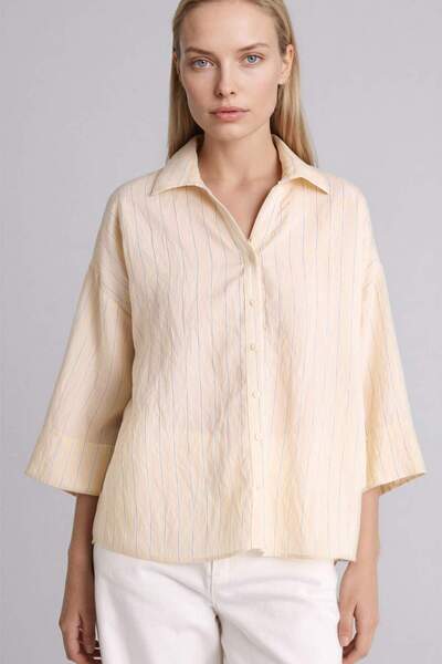 DeFacto Striped Short-Sleeved Shirt F0227Ax26Sp