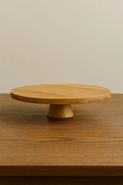 ERKUGO Bambu Oval Ayaklı Sunum Standı, Kek Yükseltici (24.5x5.5CM)