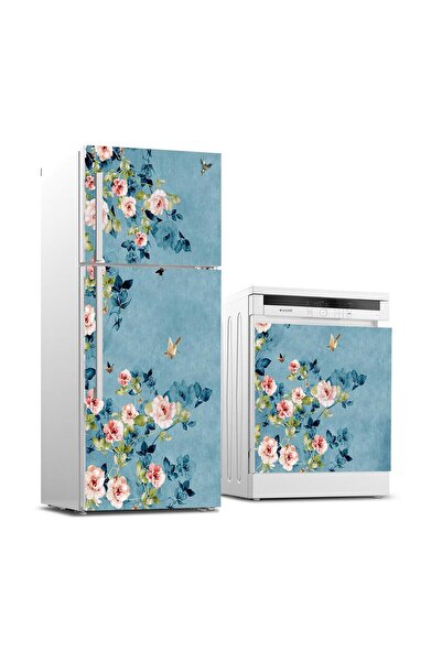 StickerArt Buzdolabı ve Bulaşık Makinası Beyaz Eşya Sticker Kaplama Mavi Yeşi...