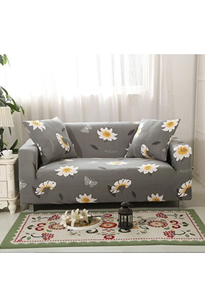 buz Husă elastică universală pentru canapea cu 2 fețe de pernă asortate, gri,...