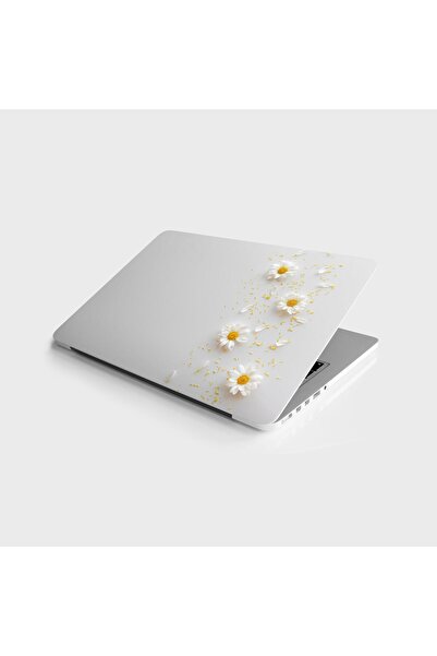 StickerArt Laptop Sticker Bilgisayar Notebook Pc Kaplama Etiketi Beyaz Papatya