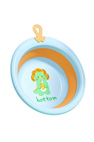 Avaleea Foldable Bathtub for ChildrenBaby BathtubRound Dinosaur PatternBlue33x3