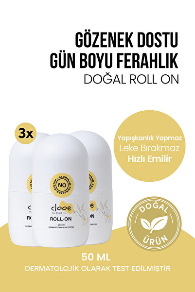 clooe Doğal Roll On Unisex Ter Kokusu Önleyici (50ML) Gözenek Kapatmaz, Karar...