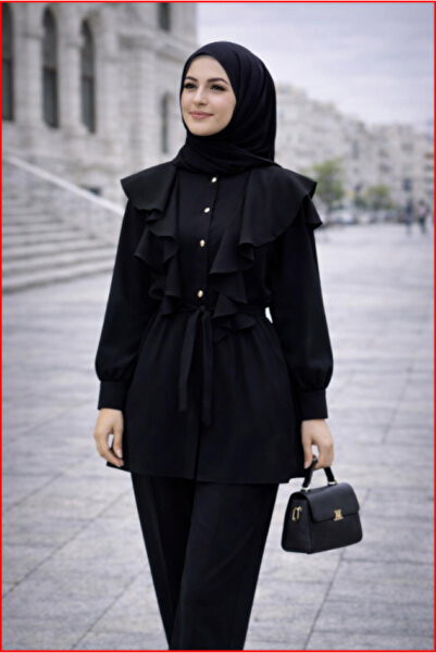 MOODMODA Volanlı Kemerli Tesettür Takım