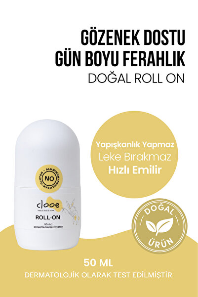 clooe Doğal Roll On Unisex Ter Kokusu Önleyici (50ML) - Lekesiz, Fresh, Gözen...