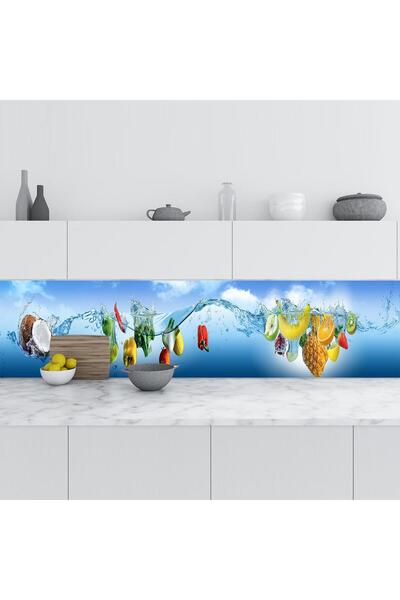 StickerArt Mutfak Tezgah Arası Folyo Fayans Kaplama Folyosu Sebze Meyve Su