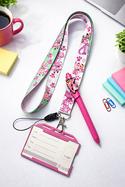 excarpin Set de suport pentru telefon și carduri cu curea Pink Panther - Snur...