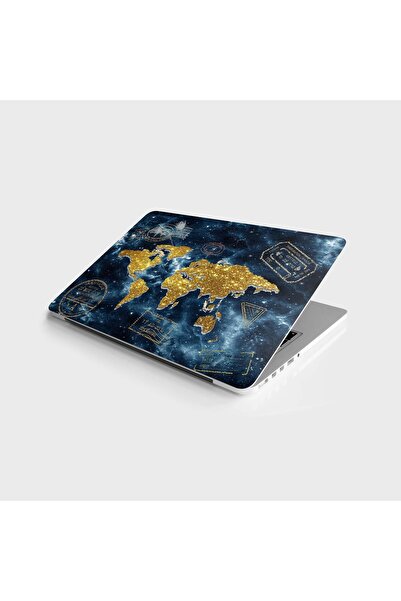 StickerArt Laptop Sticker Bilgisayar Notebook Pc Kaplama Etiketi Altın Dünya ...